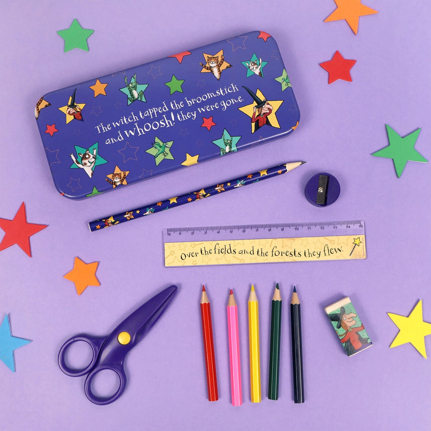 Room on the Broom Children's Stationery Tin Set - First School Stationery Set - Anilas UK