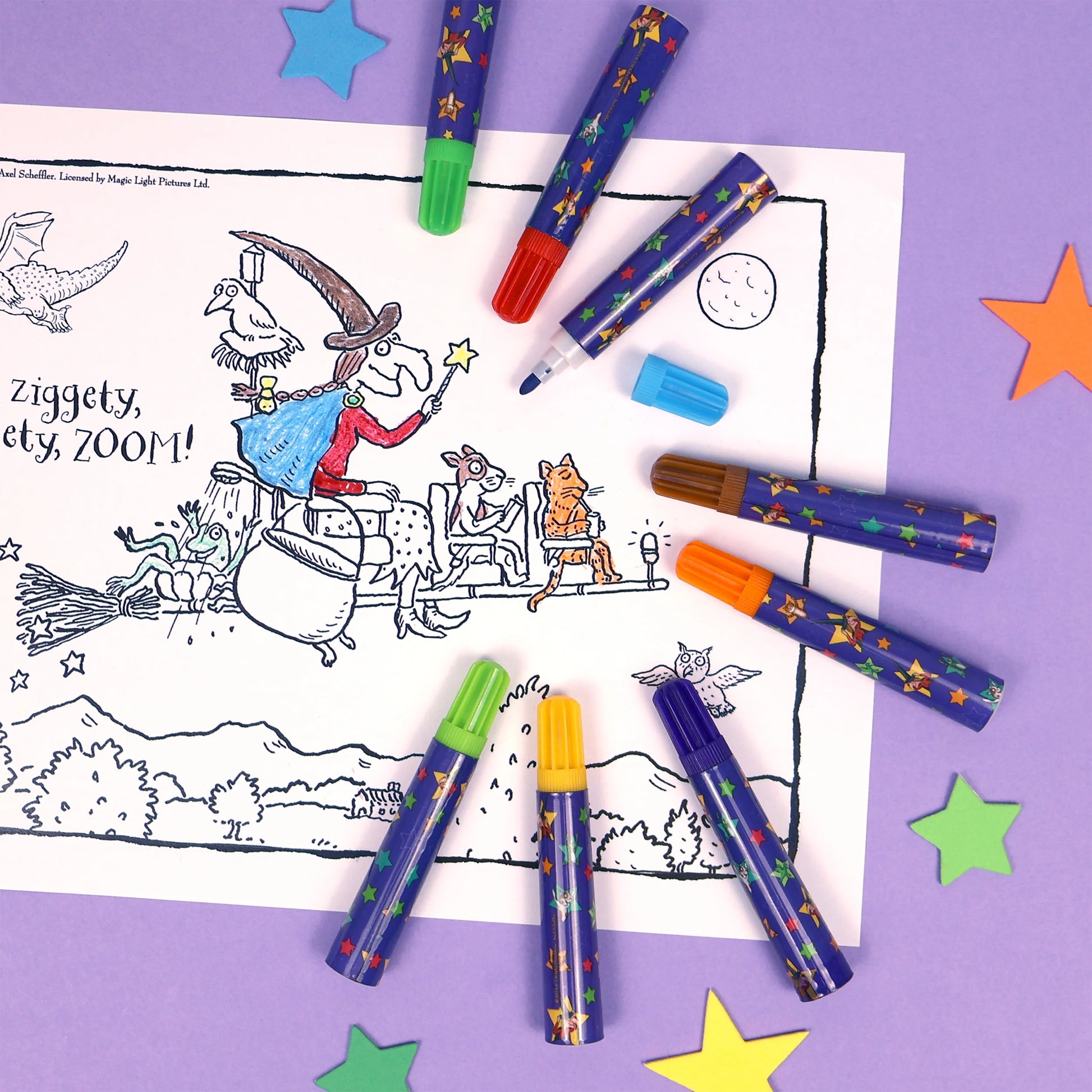 Room On The Broom Set of 8 Jumbo Marker Pens for Children - Anilas UK