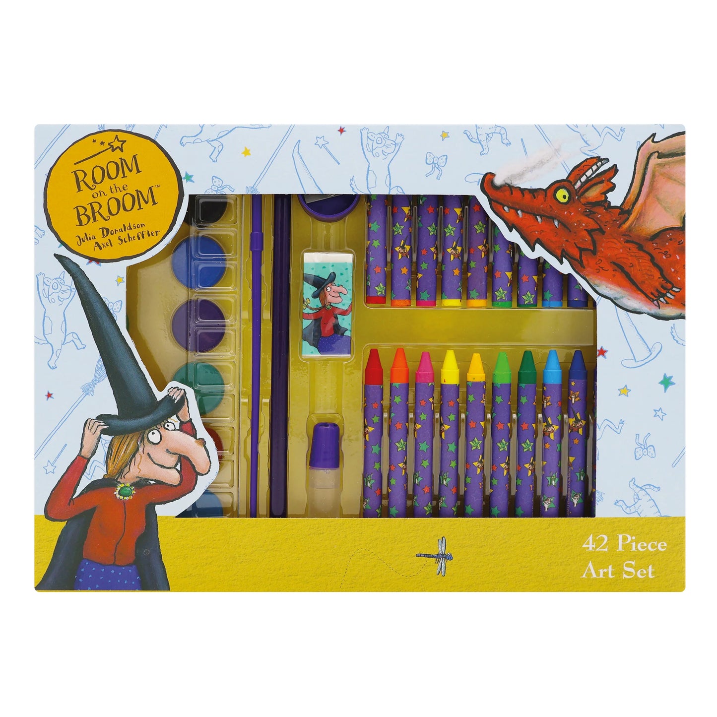 Room On The Broom Children's 42 Piece Art Set - Includes Paints and Crayons - Anilas UK