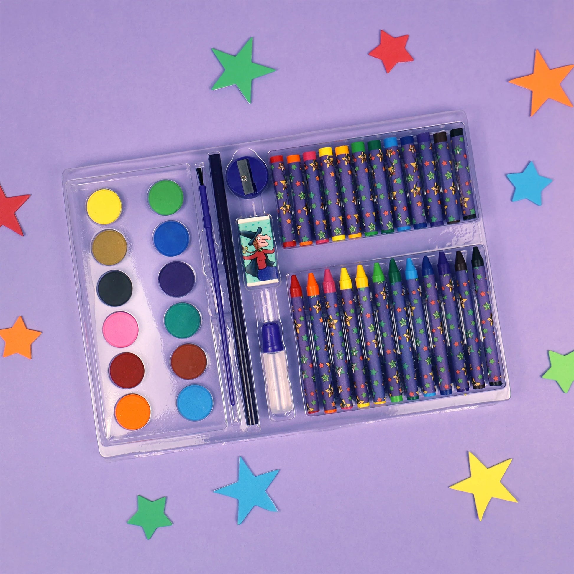 Room On The Broom Children's 42 Piece Art Set - Includes Paints and Crayons - Anilas UK
