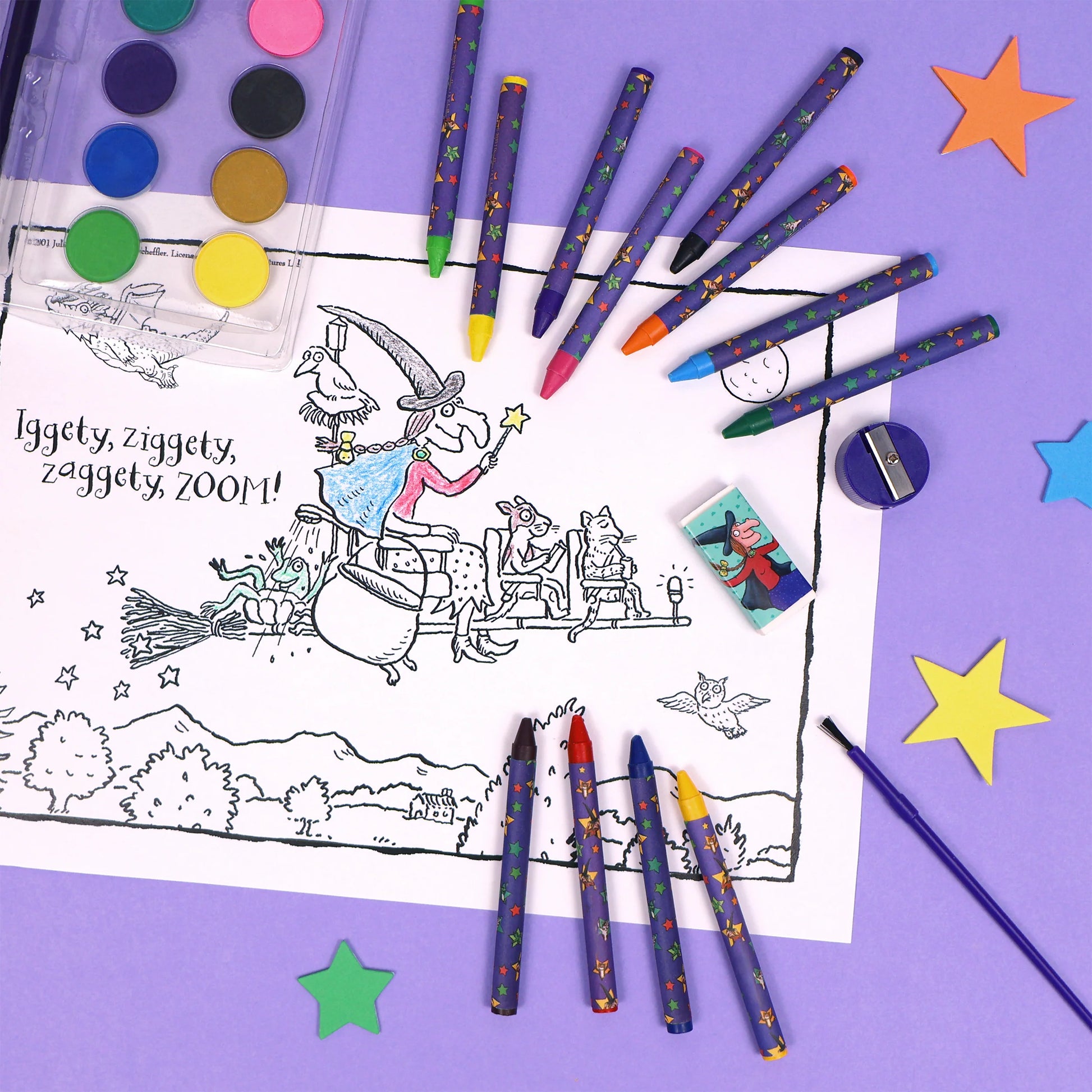 Room On The Broom Children's 42 Piece Art Set - Includes Paints and Crayons - Anilas UK