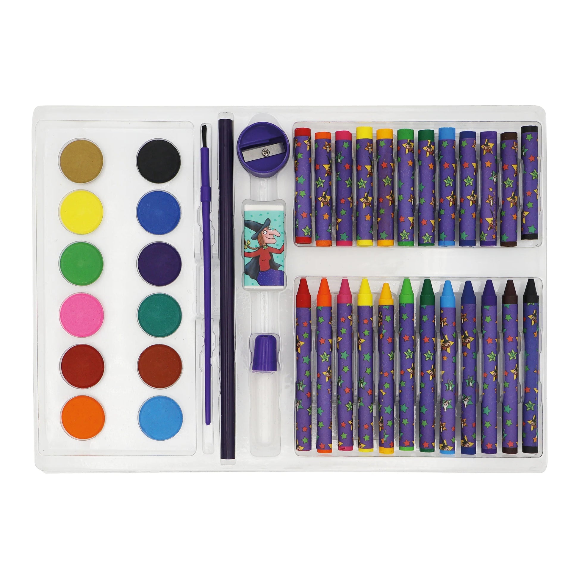 Room On The Broom Children's 42 Piece Art Set - Includes Paints and Crayons - Anilas UK