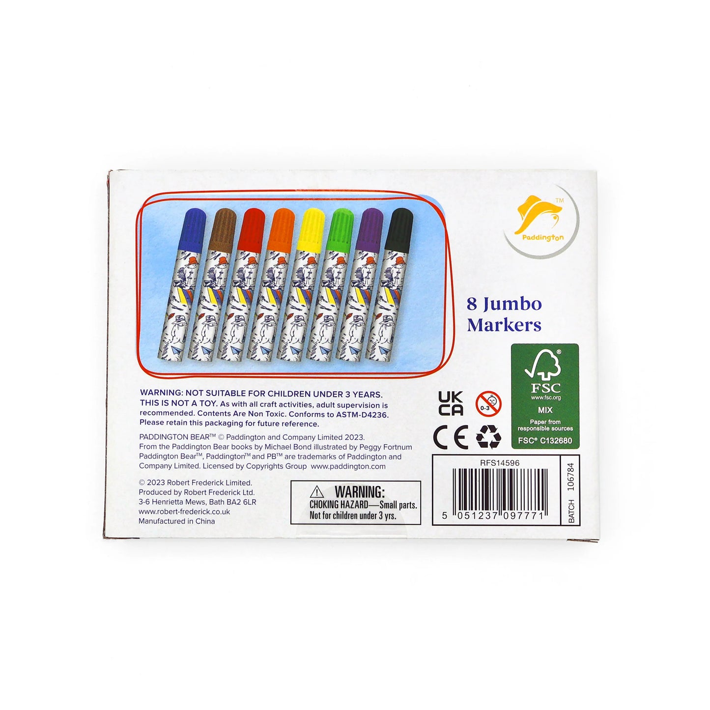 Paddington Set of 8 Jumbo Marker Pens for Children - Anilas UK