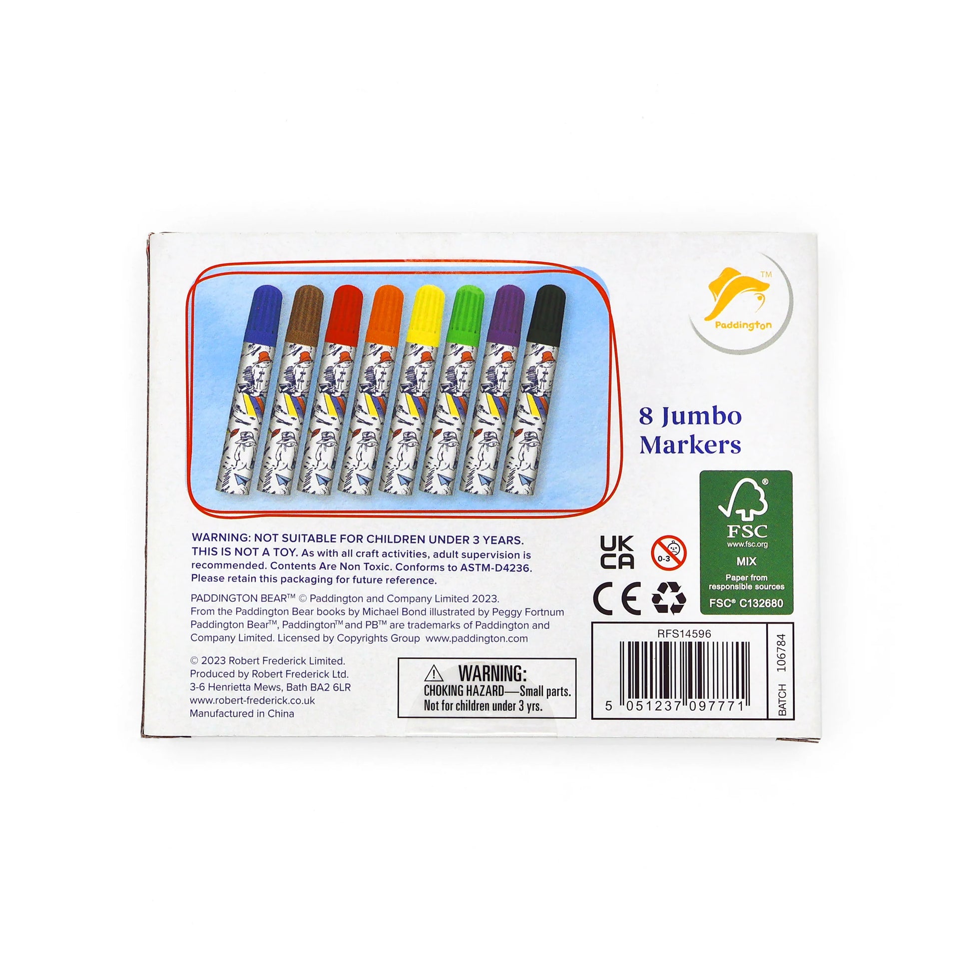 Paddington Set of 8 Jumbo Marker Pens for Children - Anilas UK