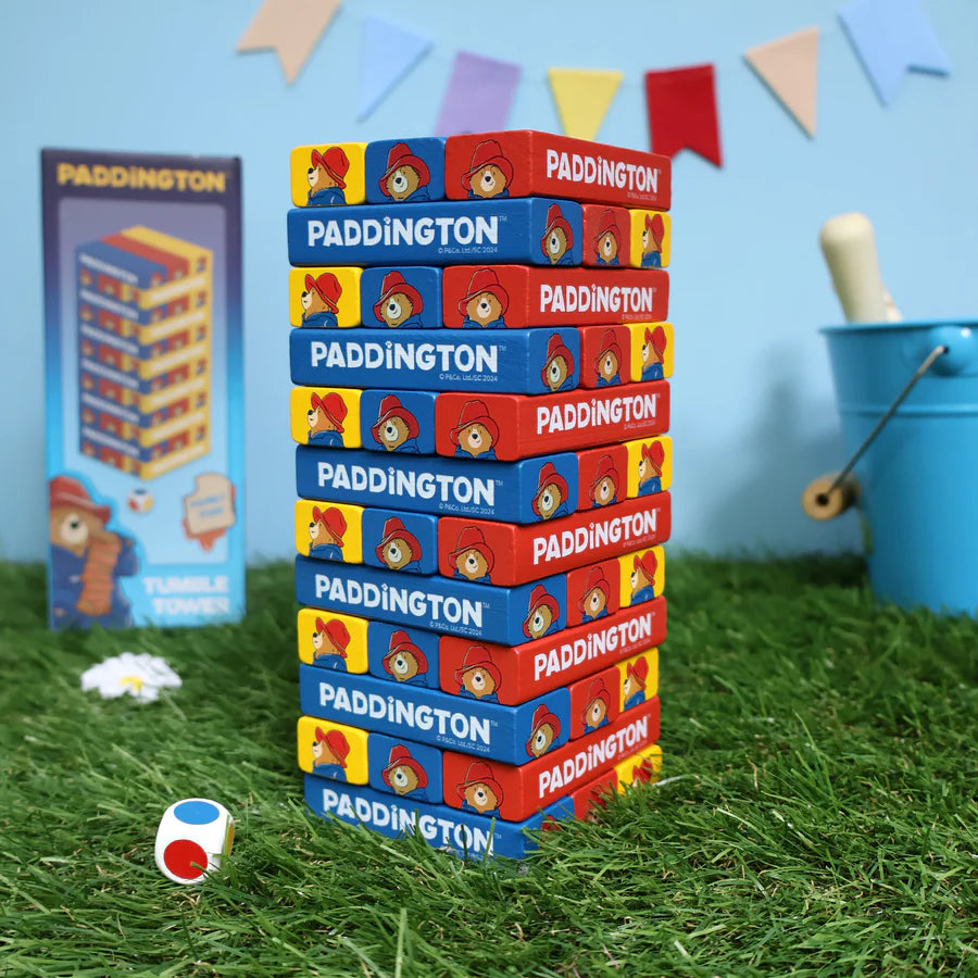 Paddington Tumble Tower Game – Wooden Block Stacking Game with Dice – Fun Family Activity Set - Anilas UK