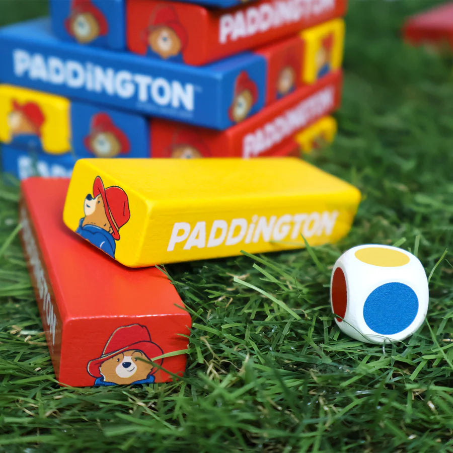 Paddington Tumble Tower Game – Wooden Block Stacking Game with Dice – Fun Family Activity Set - Anilas UK