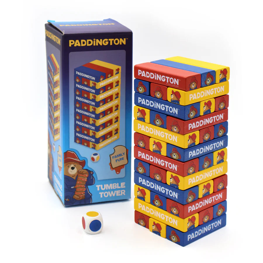 Paddington Tumble Tower Game – Wooden Block Stacking Game with Dice – Fun Family Activity Set - Anilas UK