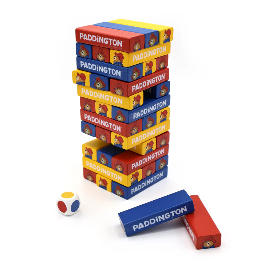 Paddington Tumble Tower Game – Wooden Block Stacking Game with Dice – Fun Family Activity Set - Anilas UK