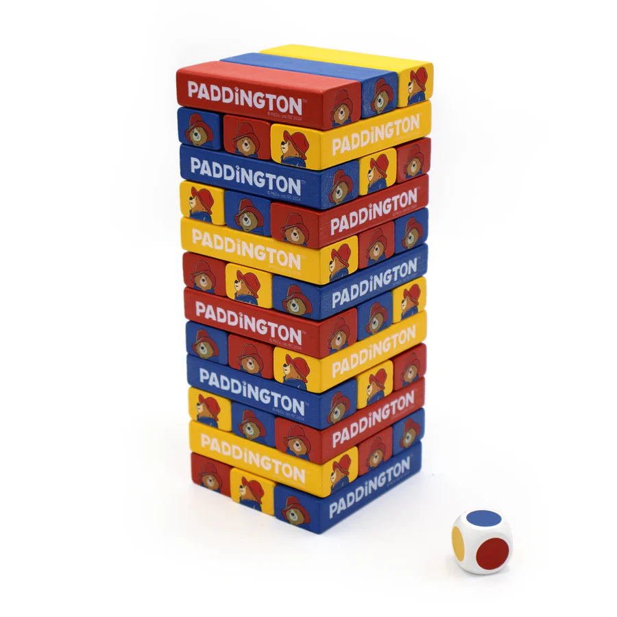 Paddington Tumble Tower Game – Wooden Block Stacking Game with Dice – Fun Family Activity Set - Anilas UK