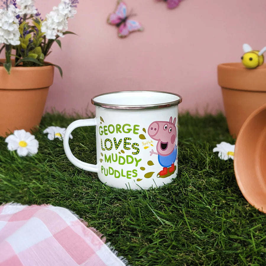 George Pig Enamel Mug - George Loves Muddy Puddles Design
