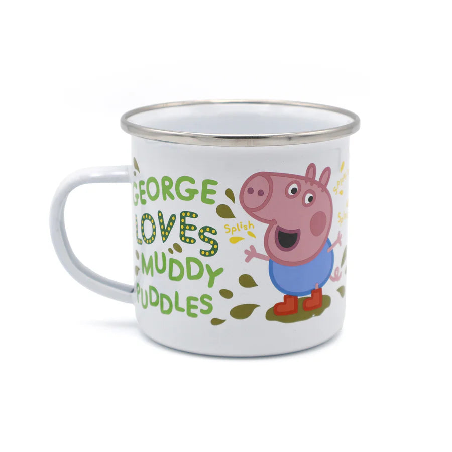 George Pig Enamel Mug - George Loves Muddy Puddles Design