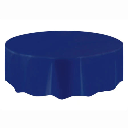 Navy Blue Plastic Party Round Table Cover (213 cm) - Anilas UK