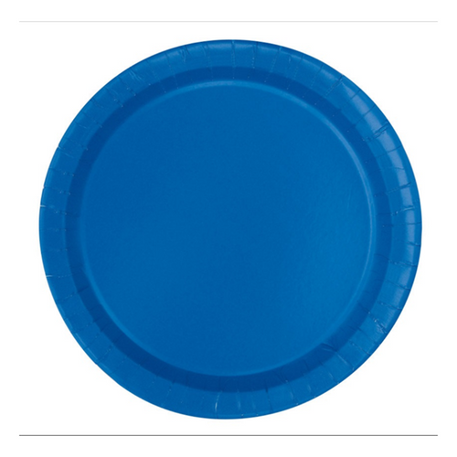 Royal Blue Round Paper Plates - 21.9cm (Pack of 16) - Anilas UK