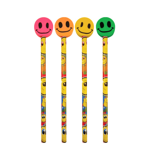 Smiley Pencils with Eraser Top Rubber - Anilas UK