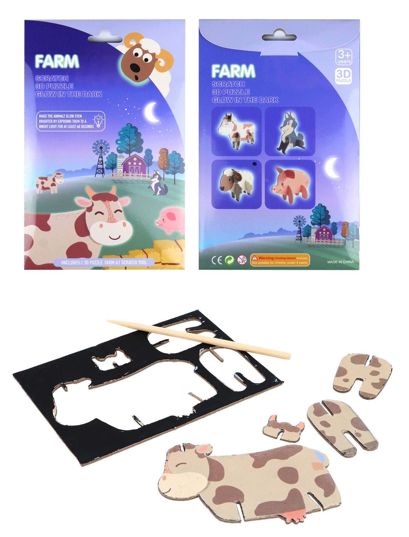 Farm Scratch Art 3D Model (Glow in the Dark) - Anilas UK