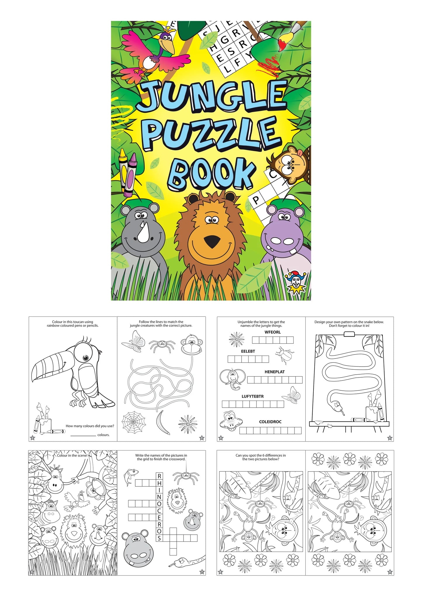 Mini Jungle Colouring Puzzle Books - Anilas UK
