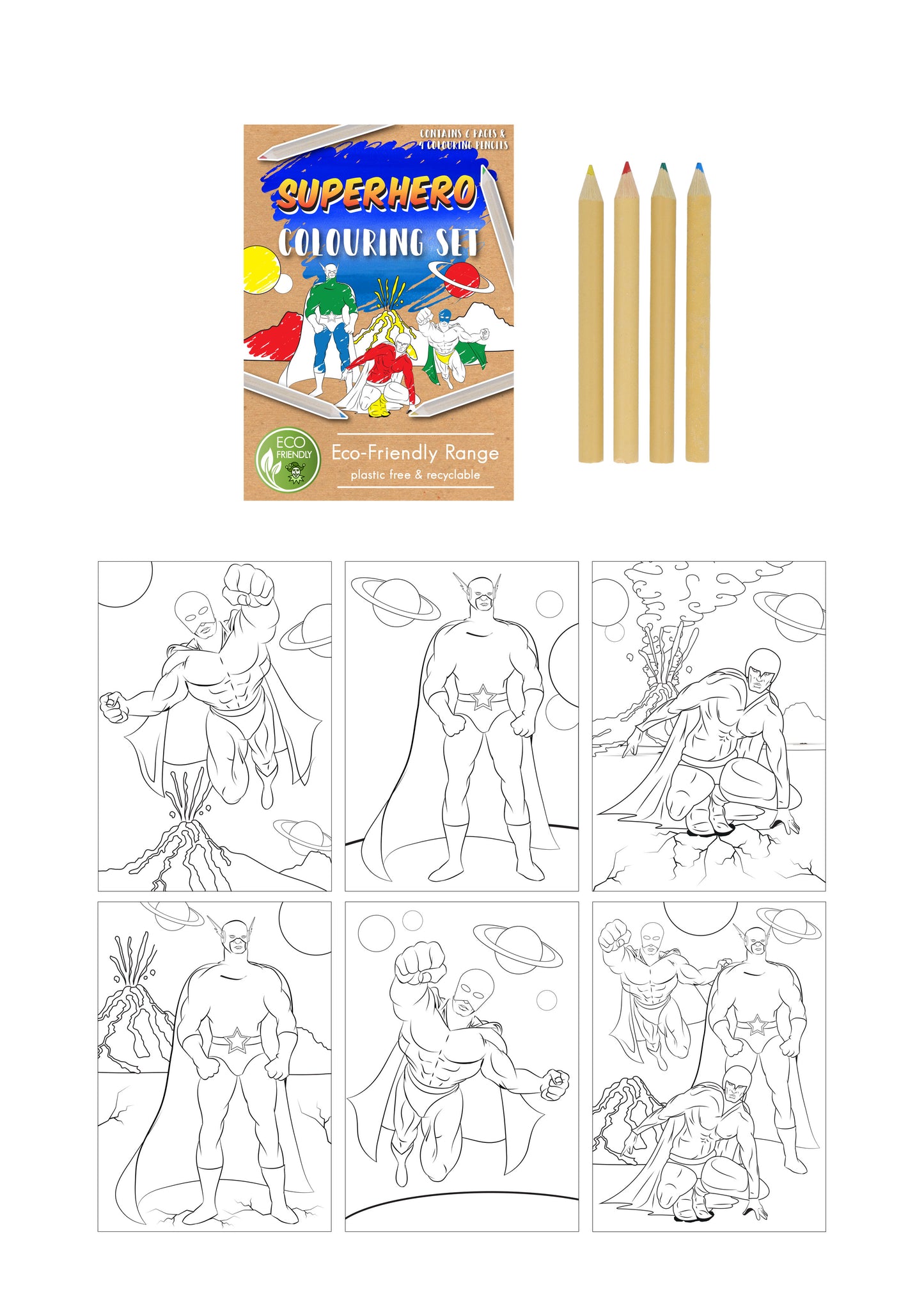 Eco Friendly Mini Superhero Colouring Set - Anilas UK