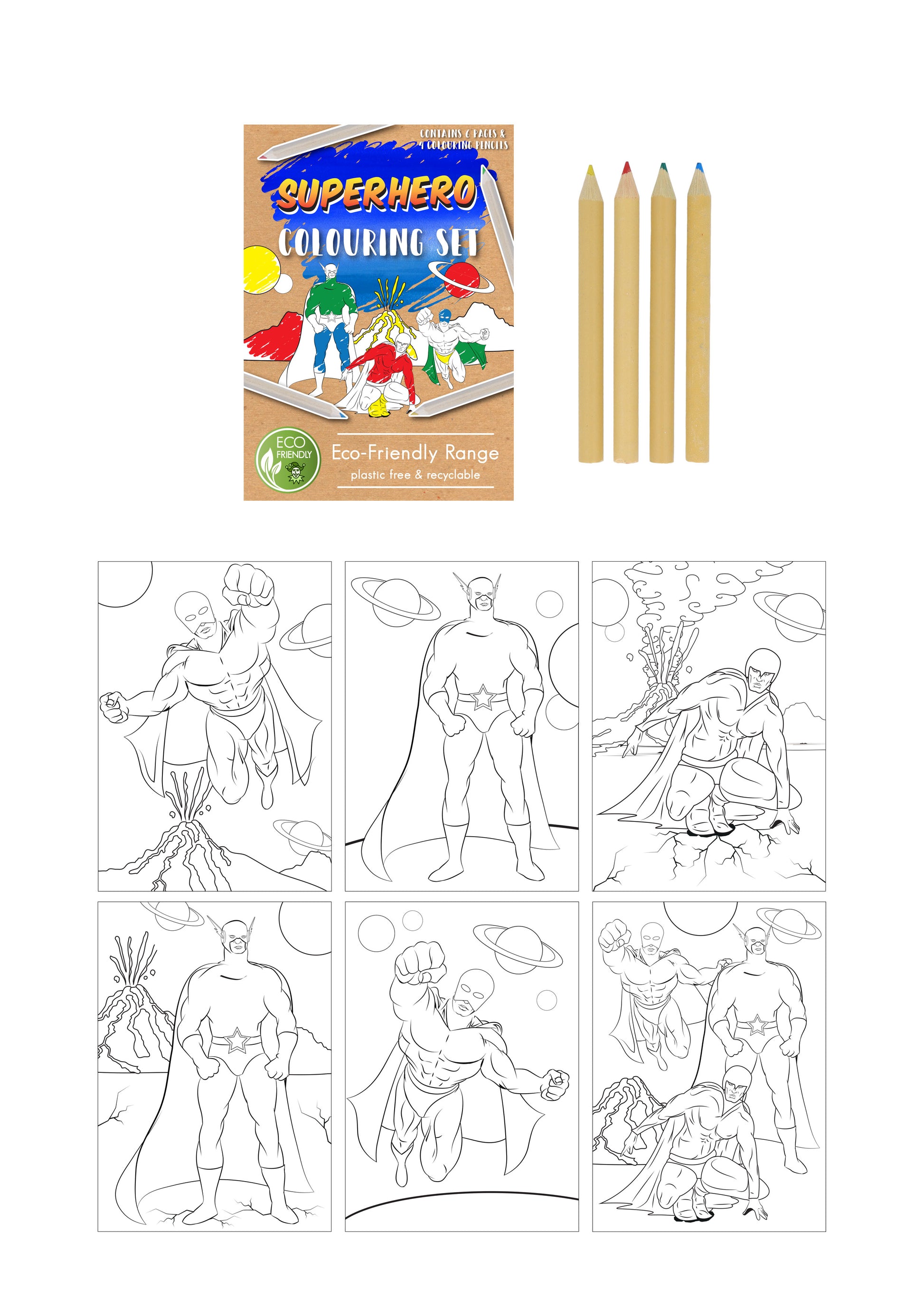 Eco Friendly Mini Superhero Colouring Set - Anilas UK