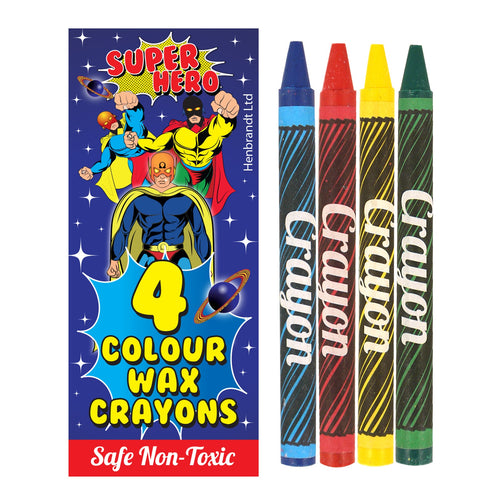Set of 4 Superhero Mini Wax Crayons - Anilas UK
