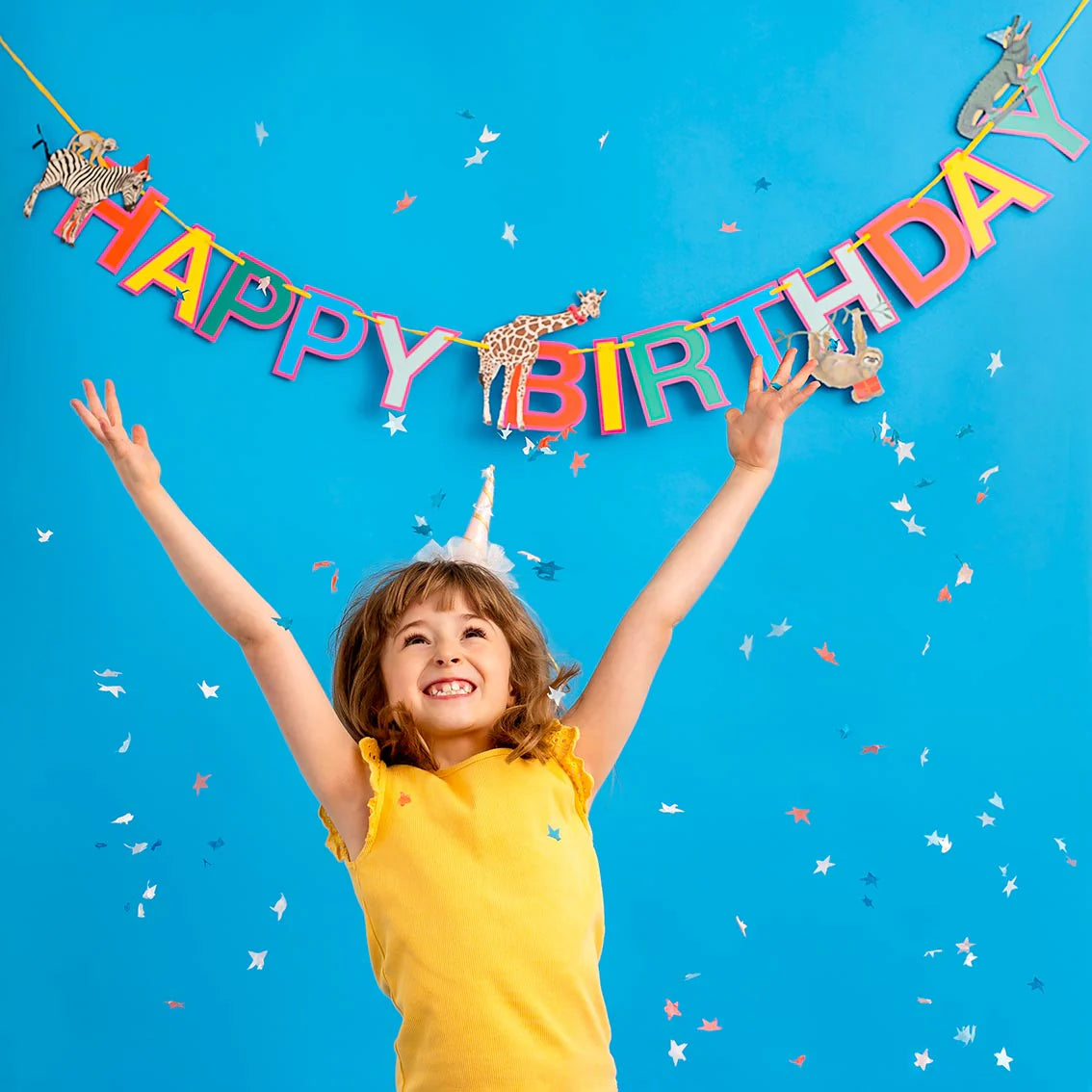 Party Safari Monkey & Zebra Happy Birthday Paper Garland - 3m - Anilas UK