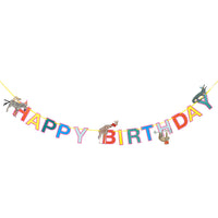 Party Safari Monkey & Zebra Happy Birthday Paper Garland - 3m - Anilas UK