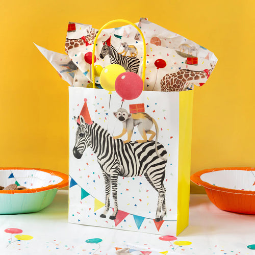Party Safari Monkey & Zebra Paper Treat Bags - 8 Pack - Anilas UK