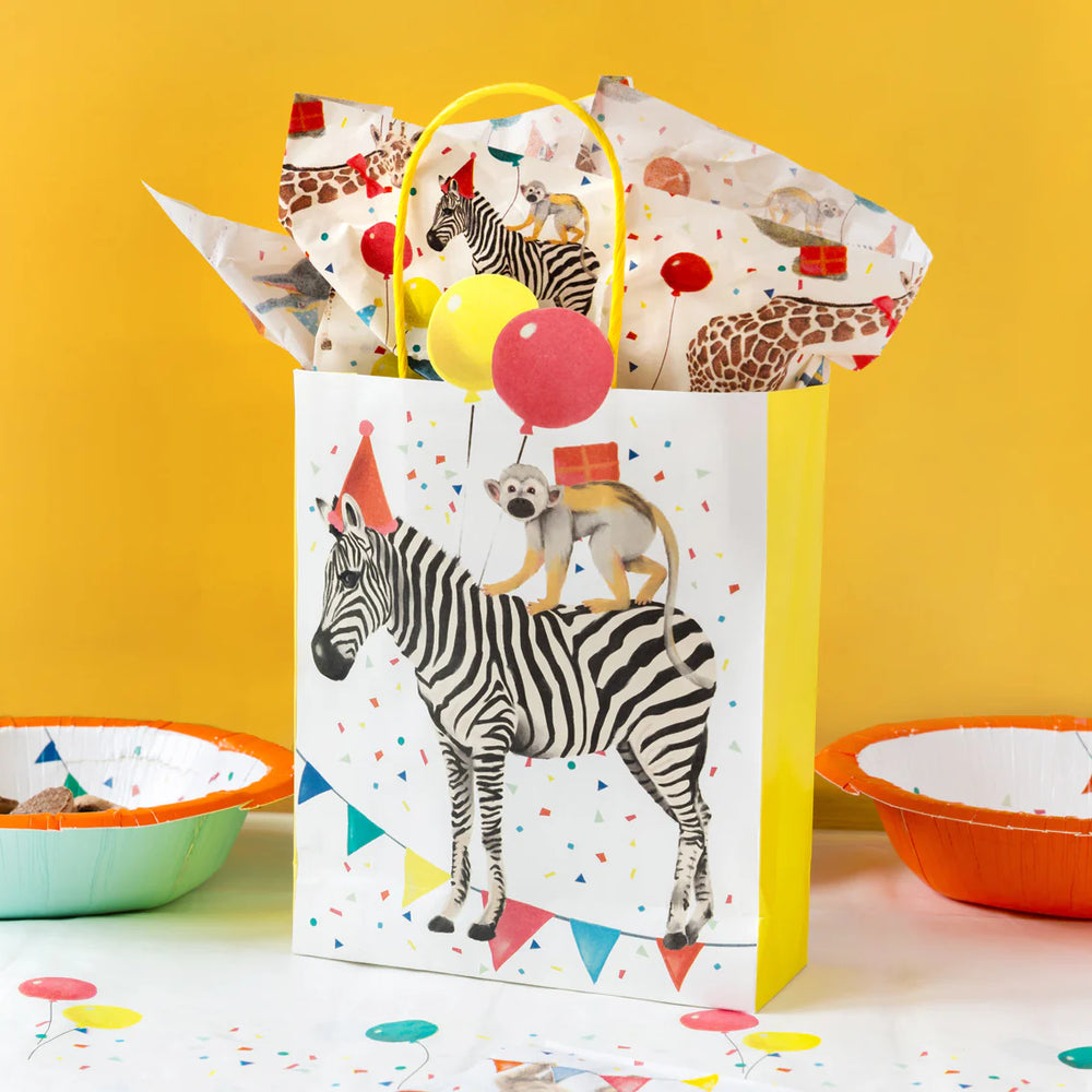 Party Safari Monkey & Zebra Paper Treat Bags - 8 Pack - Anilas UK
