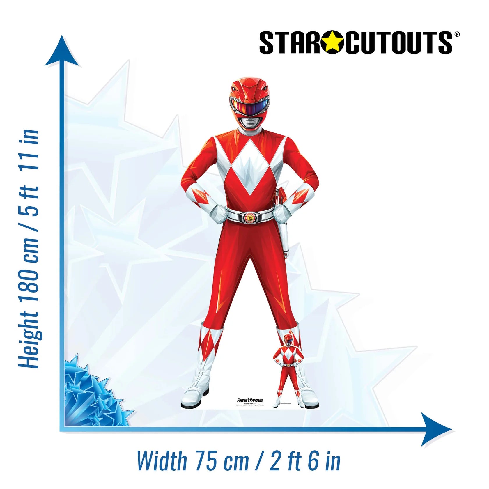 Red Power Ranger Cardboard Cut Out 180cm - Anilas UK