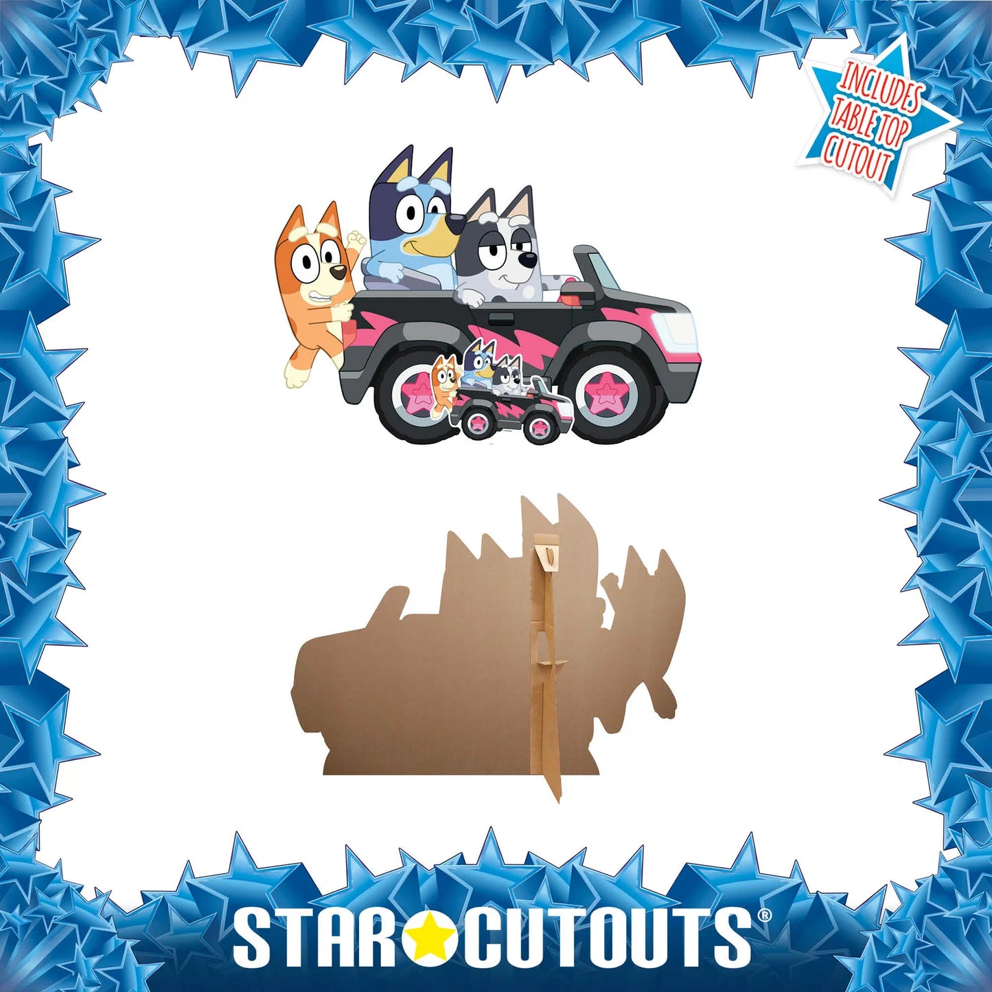 Bluey Bingo and Muffin Driving Cardboard Cut Out Height 93cm