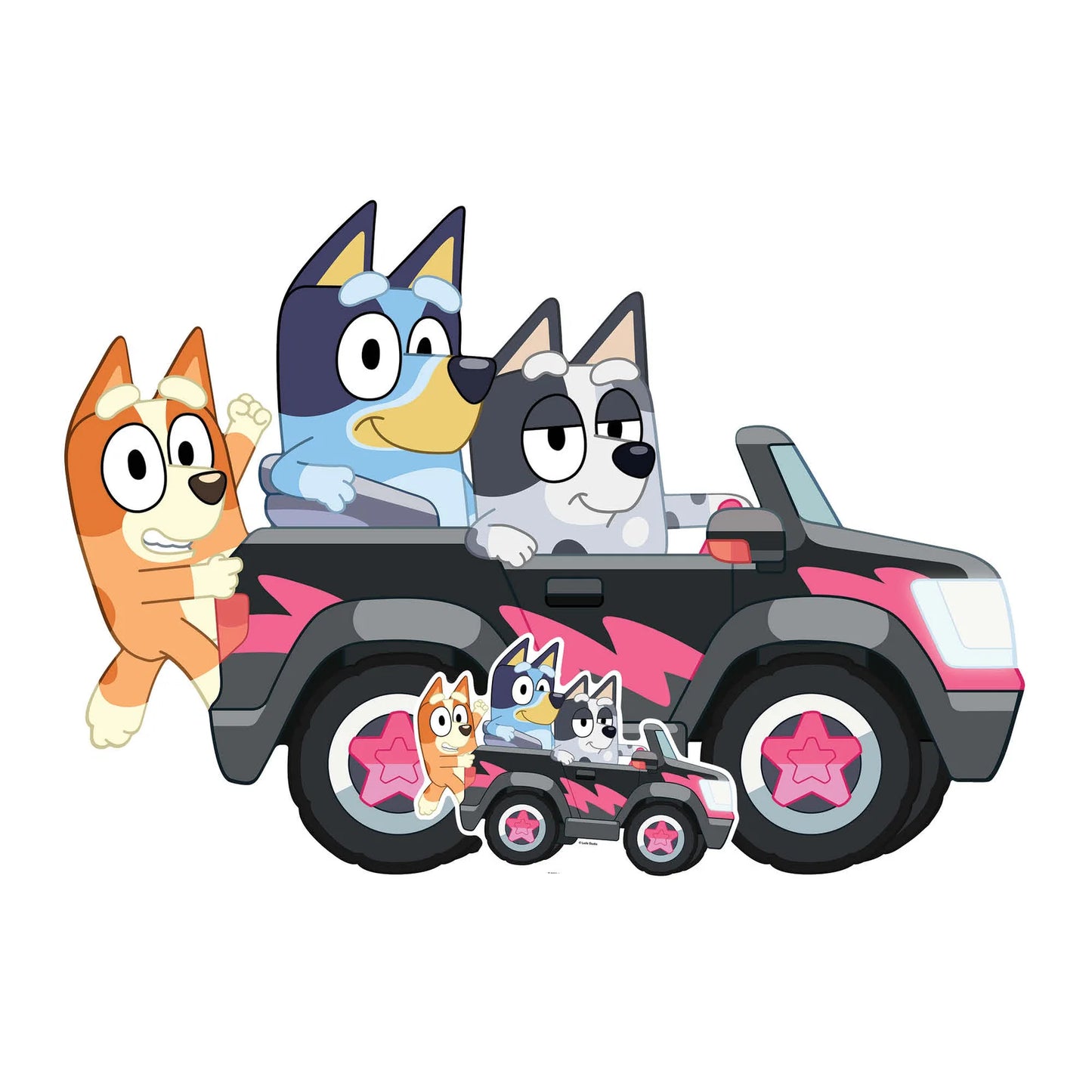 Bluey Bingo and Muffin Driving Cardboard Cut Out Height 93cm