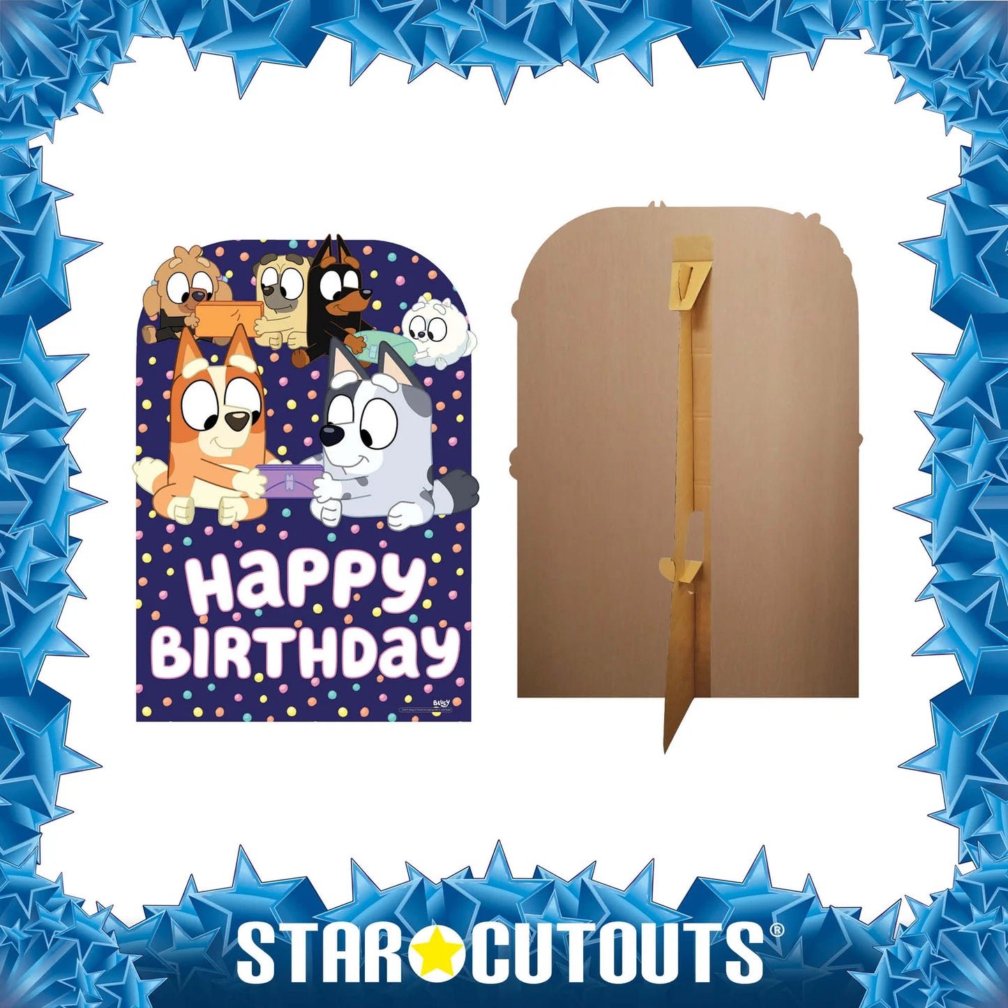 Bluey and Friends Happy Birthday Child Sized Backdrop Cardboard Cutout Height 132cm