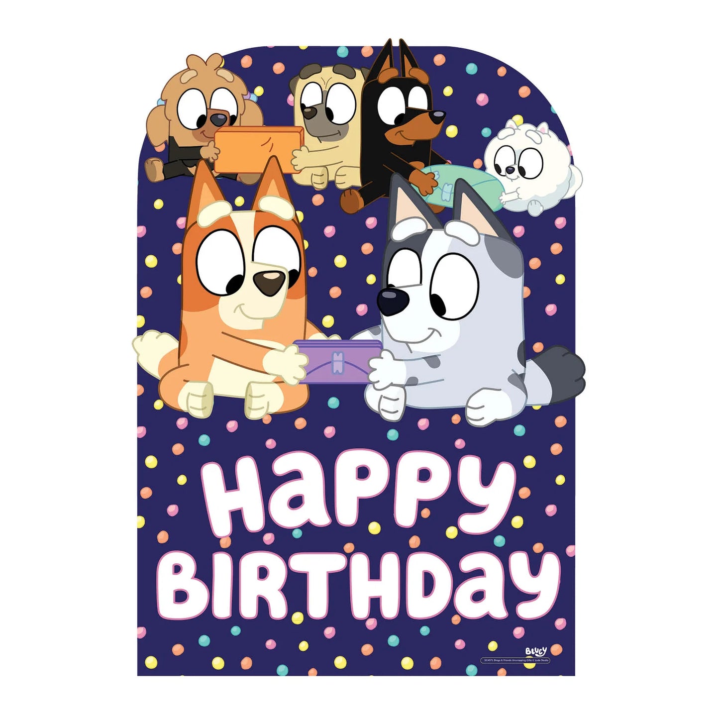 Bluey and Friends Happy Birthday Child Sized Backdrop Cardboard Cutout Height 132cm