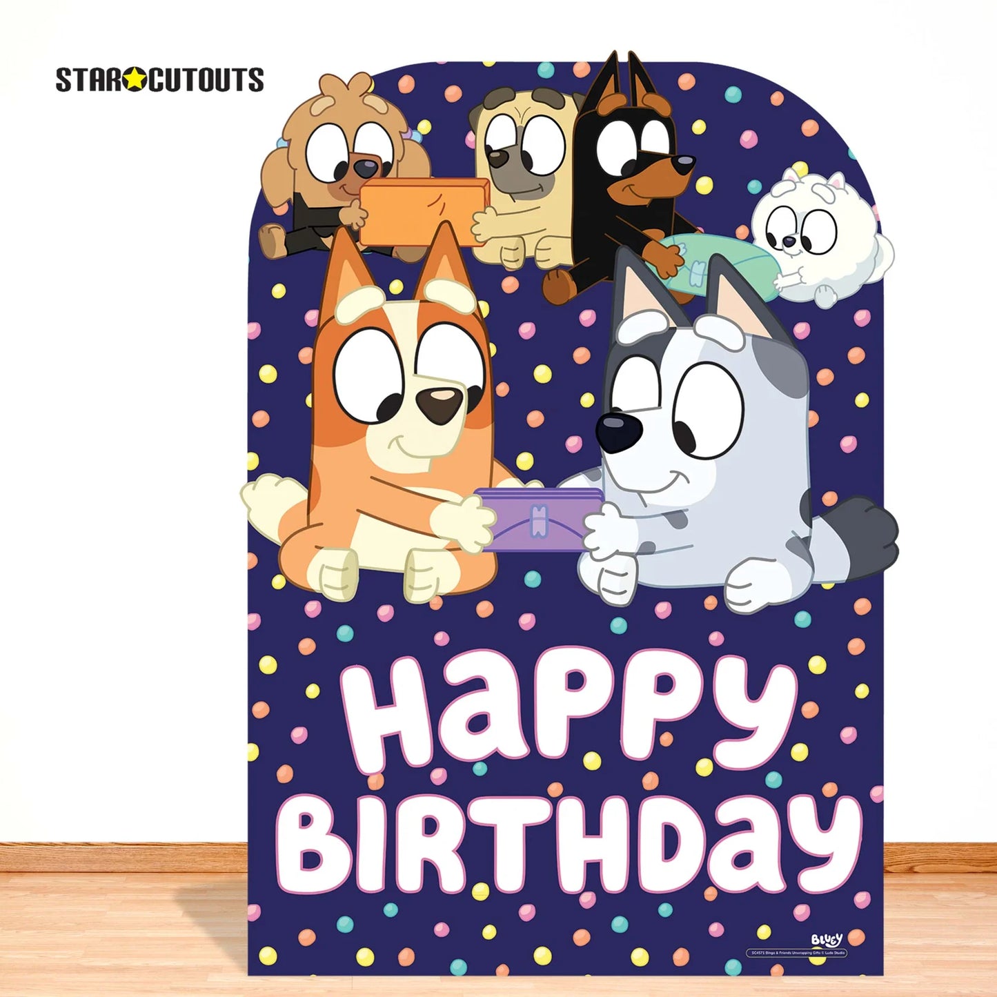 Bluey and Friends Happy Birthday Child Sized Backdrop Cardboard Cutout Height 132cm