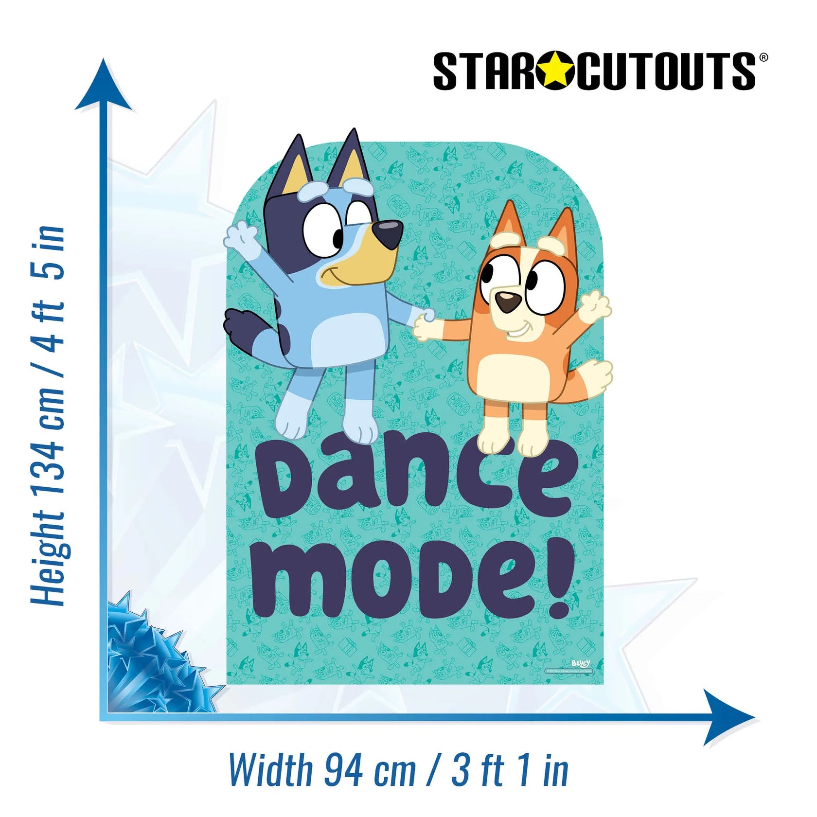Bluey and Bingo Dancing Child Sized Backdrop Cardboard Cut Out 134cm - Anilas UK