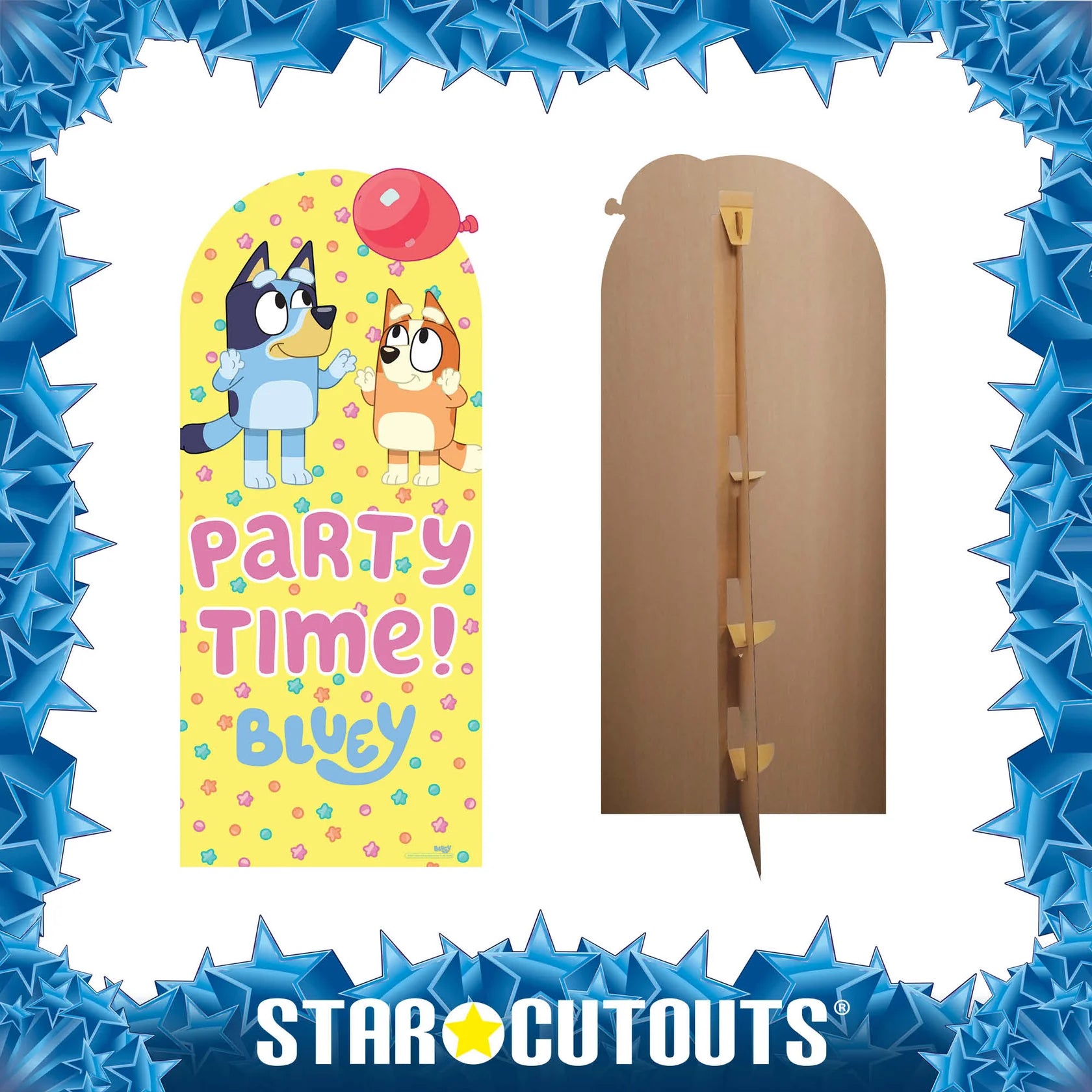 Bluey and Bingo Balloon Party Time Cardboard Cut Out 185cm - Anilas UK