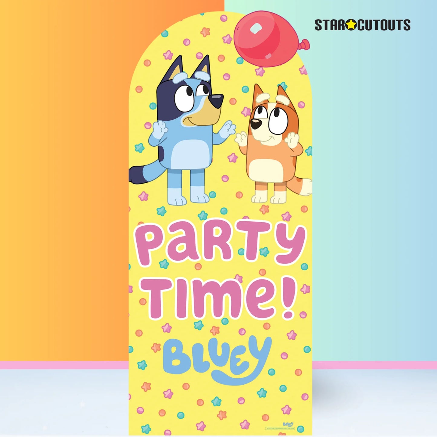 Bluey and Bingo Balloon Party Time Cardboard Cut Out 185cm - Anilas UK