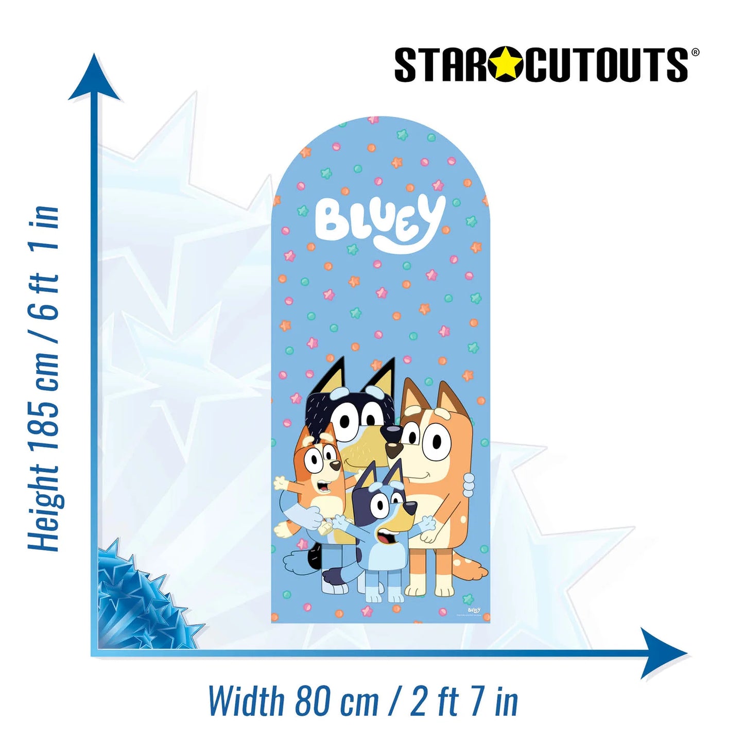Bluey Heeler Family Backdrop Cardboard Cut Out Height 185cm