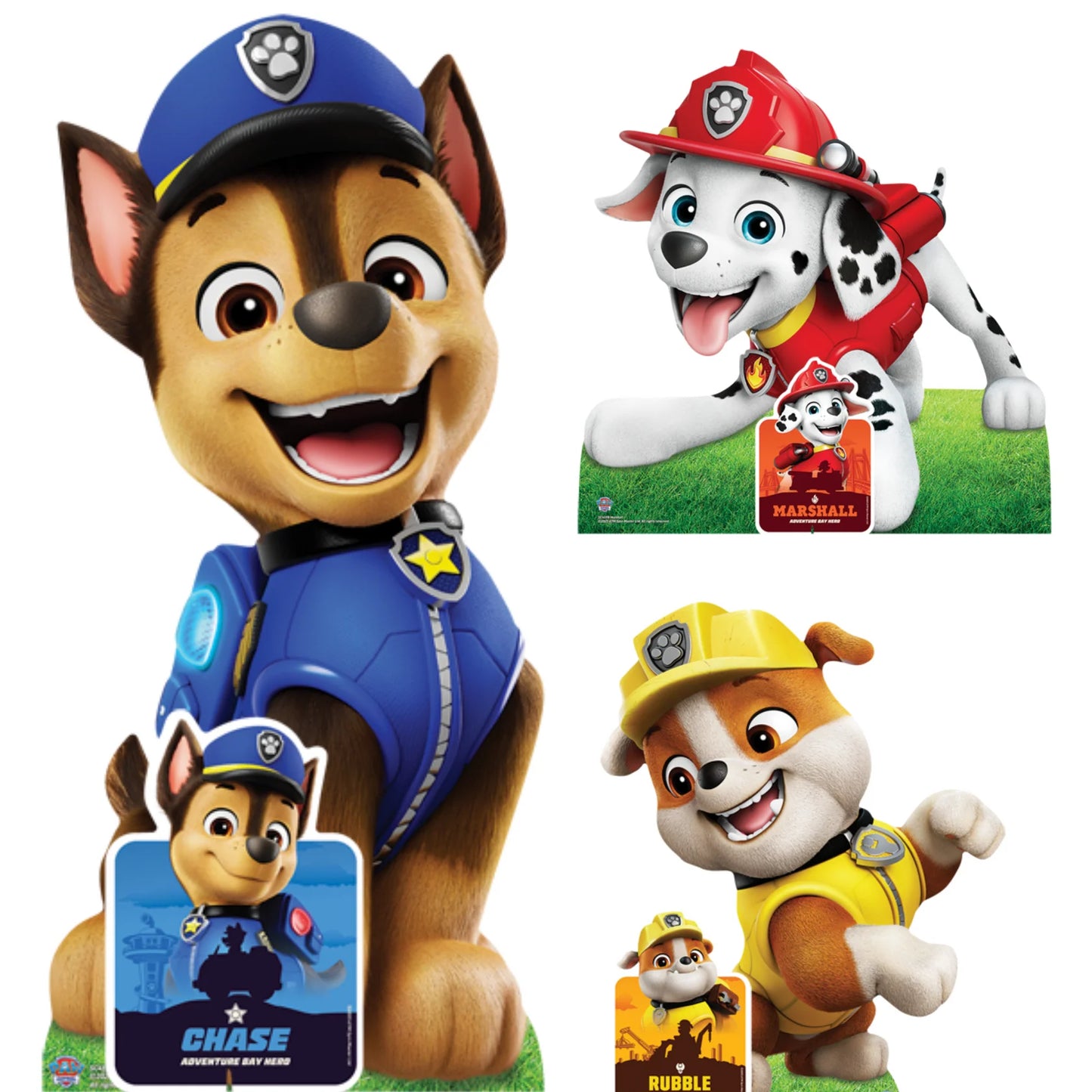 Chase, Marshall and Rubble Paw Patrol Multi Pack Bundle Cardboard Cut 66cm - Anilas UK