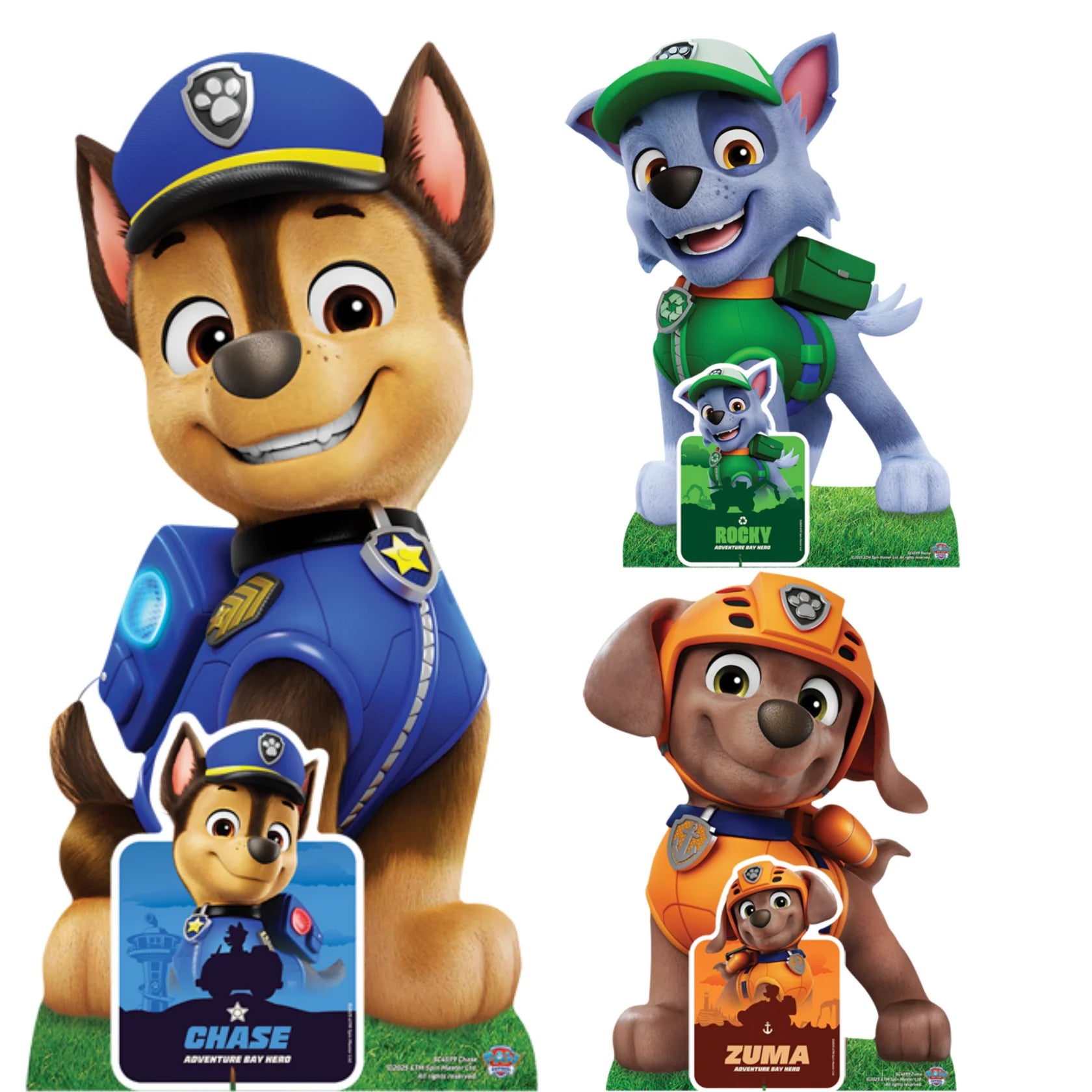 Chase, Rocky and Zuma Paw Patrol Multi Pack Bundle Cardboard Cut Outs 66cm - Anilas UK