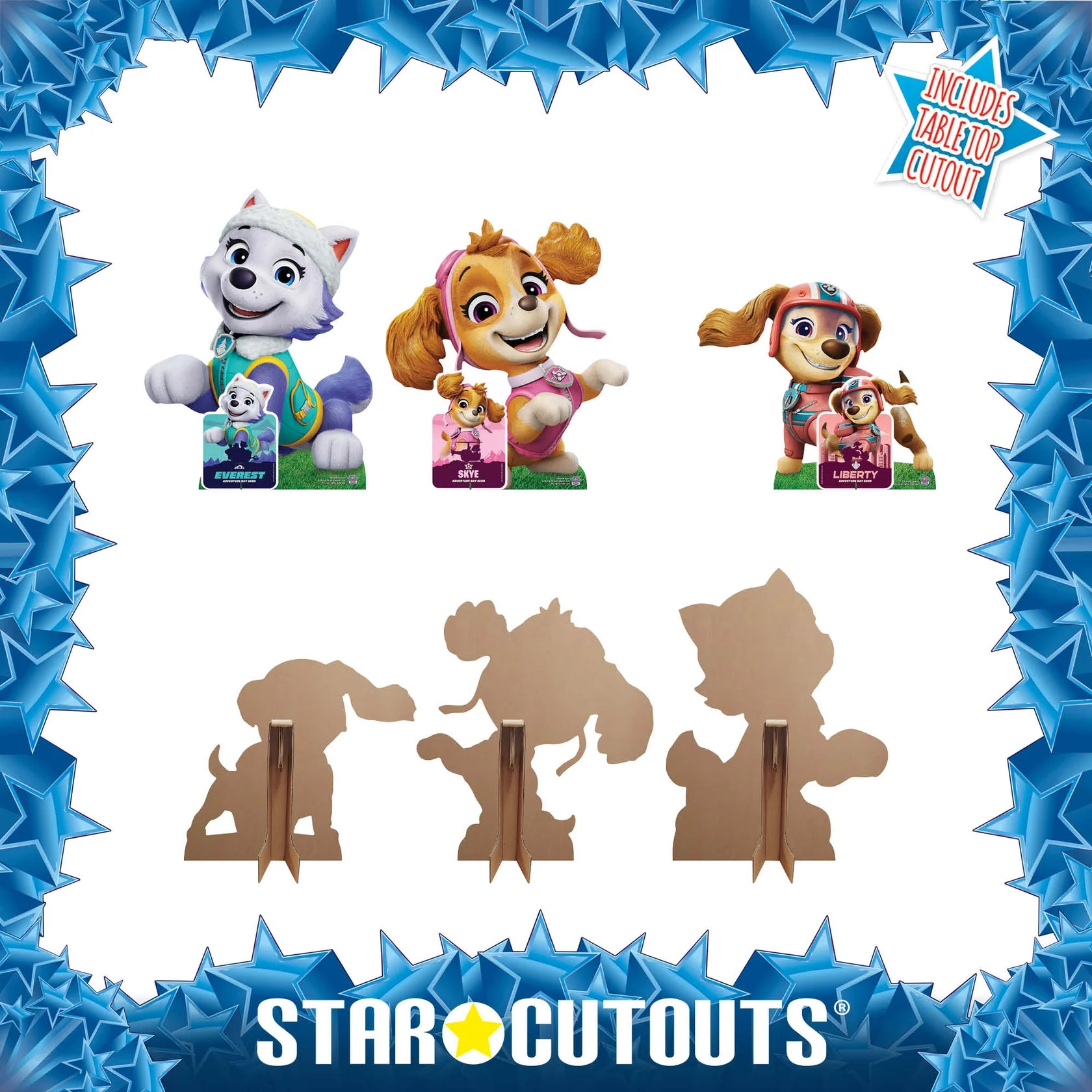 Skye, Liberty and Everest Paw Patrol Multi Pack Bundle Cardboard Cut Outs 66cm - Anilas UK