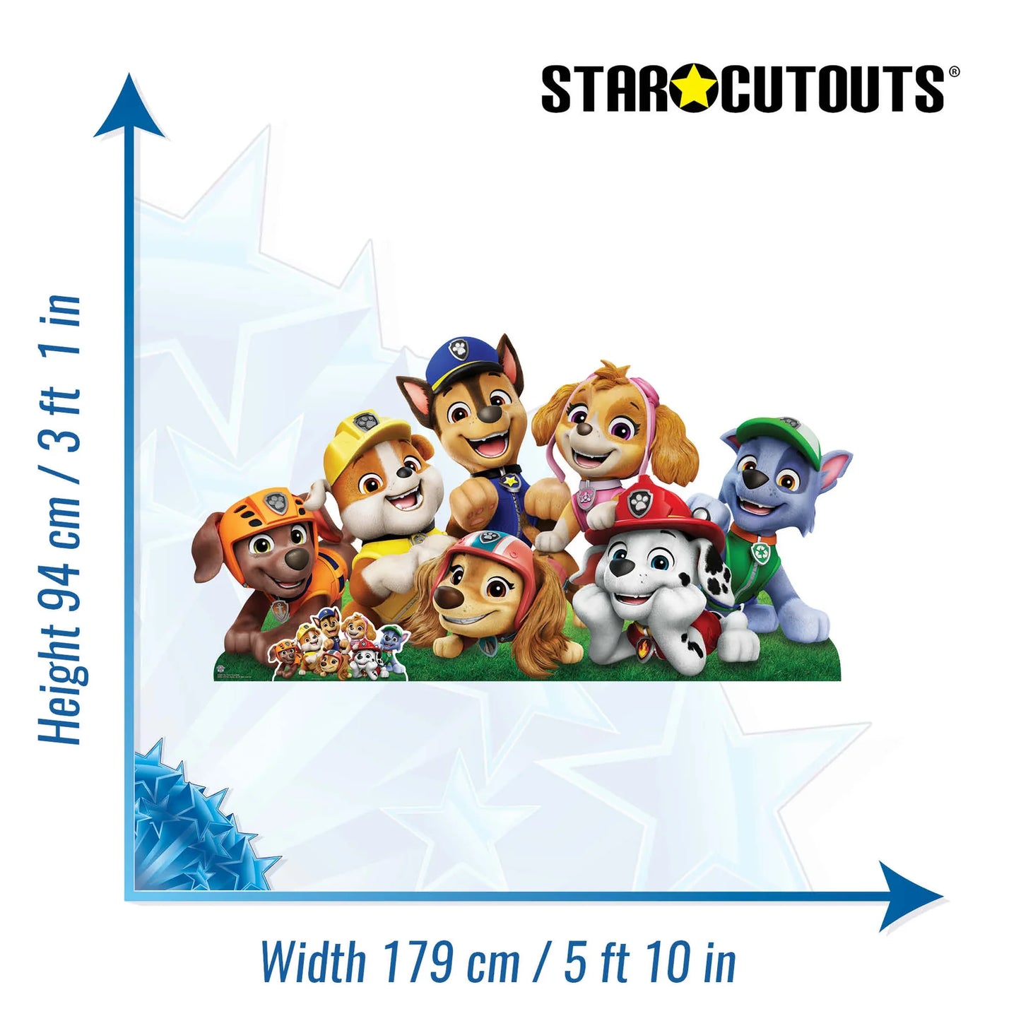 Paw Patrol Group Shot Wide Cardboard Cut Out Height 94cm