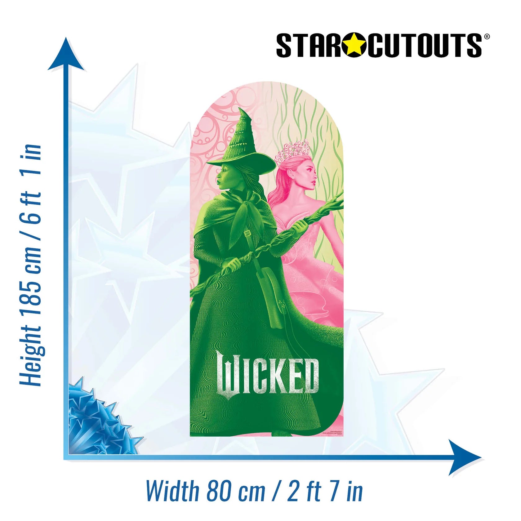 Wicked Glinda and Elphaba Logo Backdrop Single Cardboard Cut Out 185cm - Anilas UK