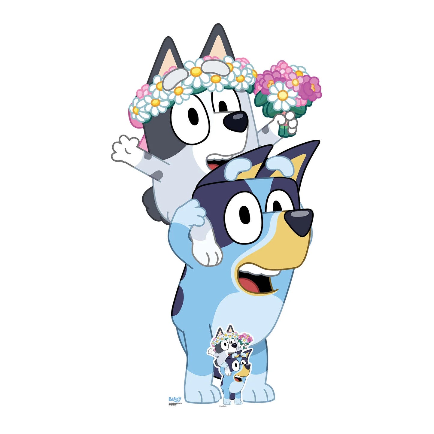 Bluey and Muffin as Flower Girls Cardboard Cut Out Height 136cm