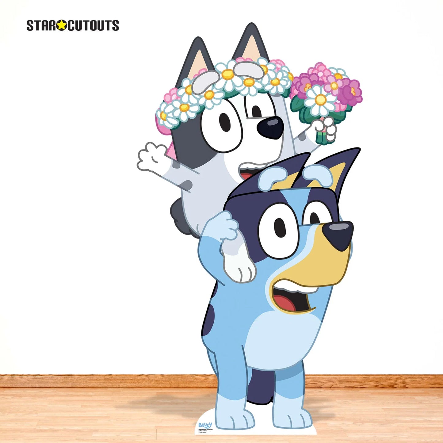 Bluey and Muffin as Flower Girls Cardboard Cut Out Height 136cm