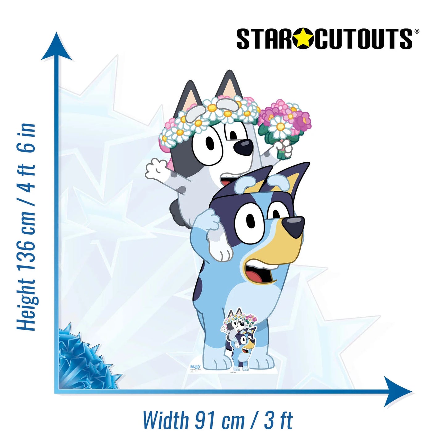Bluey and Muffin as Flower Girls Cardboard Cut Out Height 136cm