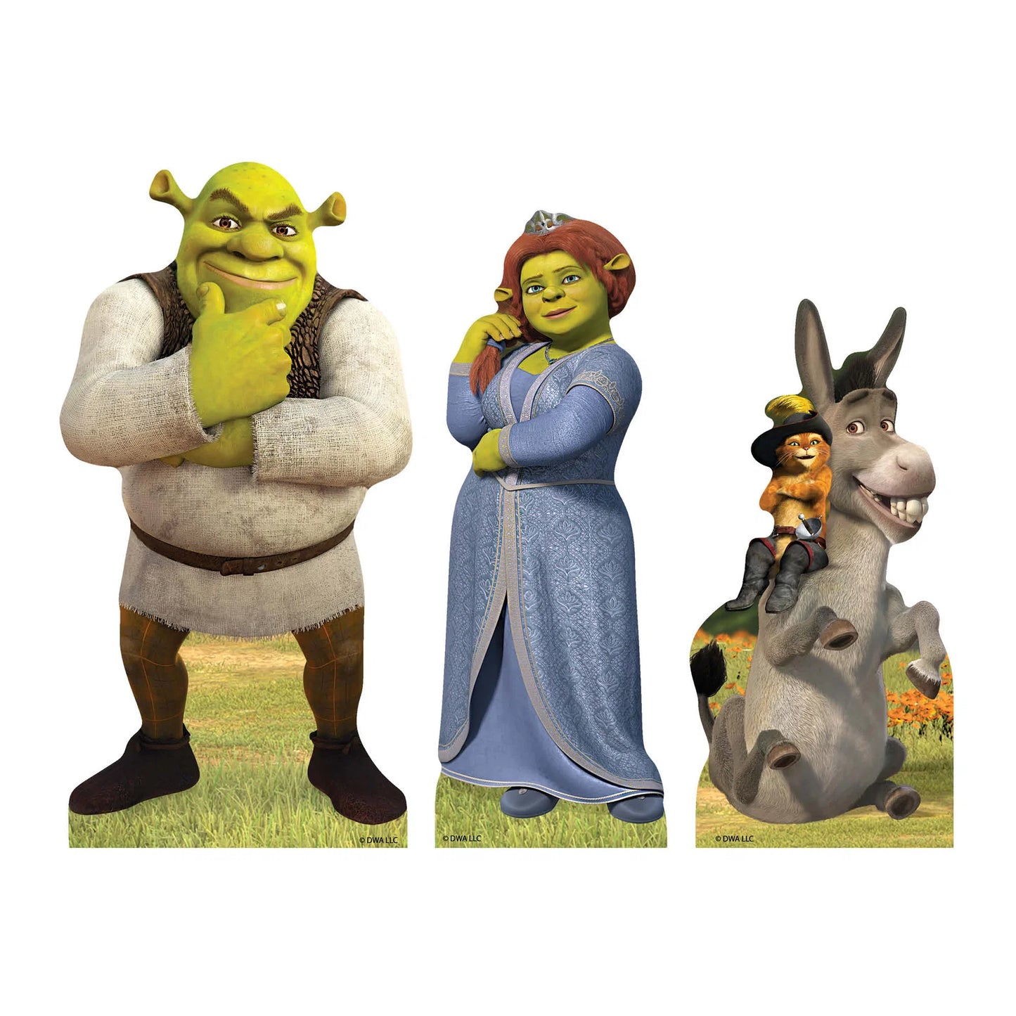 Shrek Fiona Puss in Boots & Donkey Shelf Top Pack Cardboard Cutouts Height 29cm