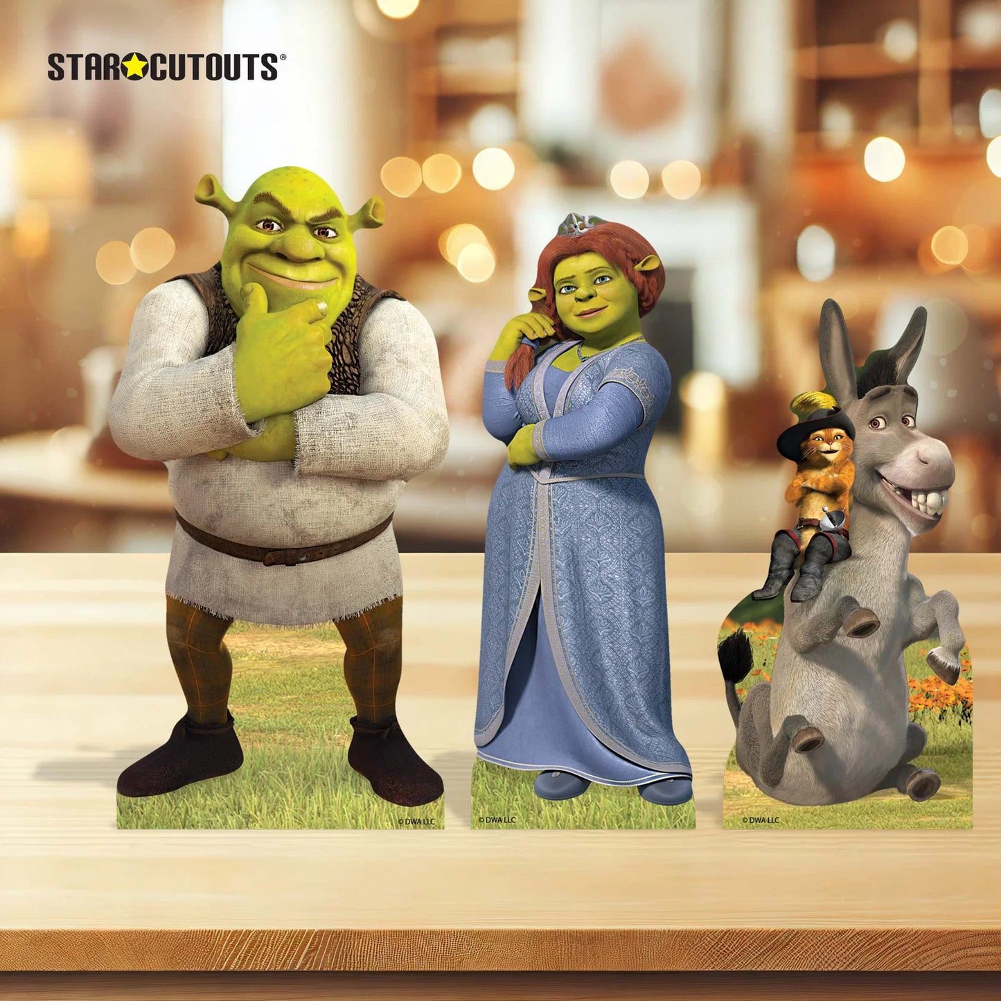 Shrek Fiona Puss in Boots & Donkey Shelf Top Pack Cardboard Cutouts Height 29cm