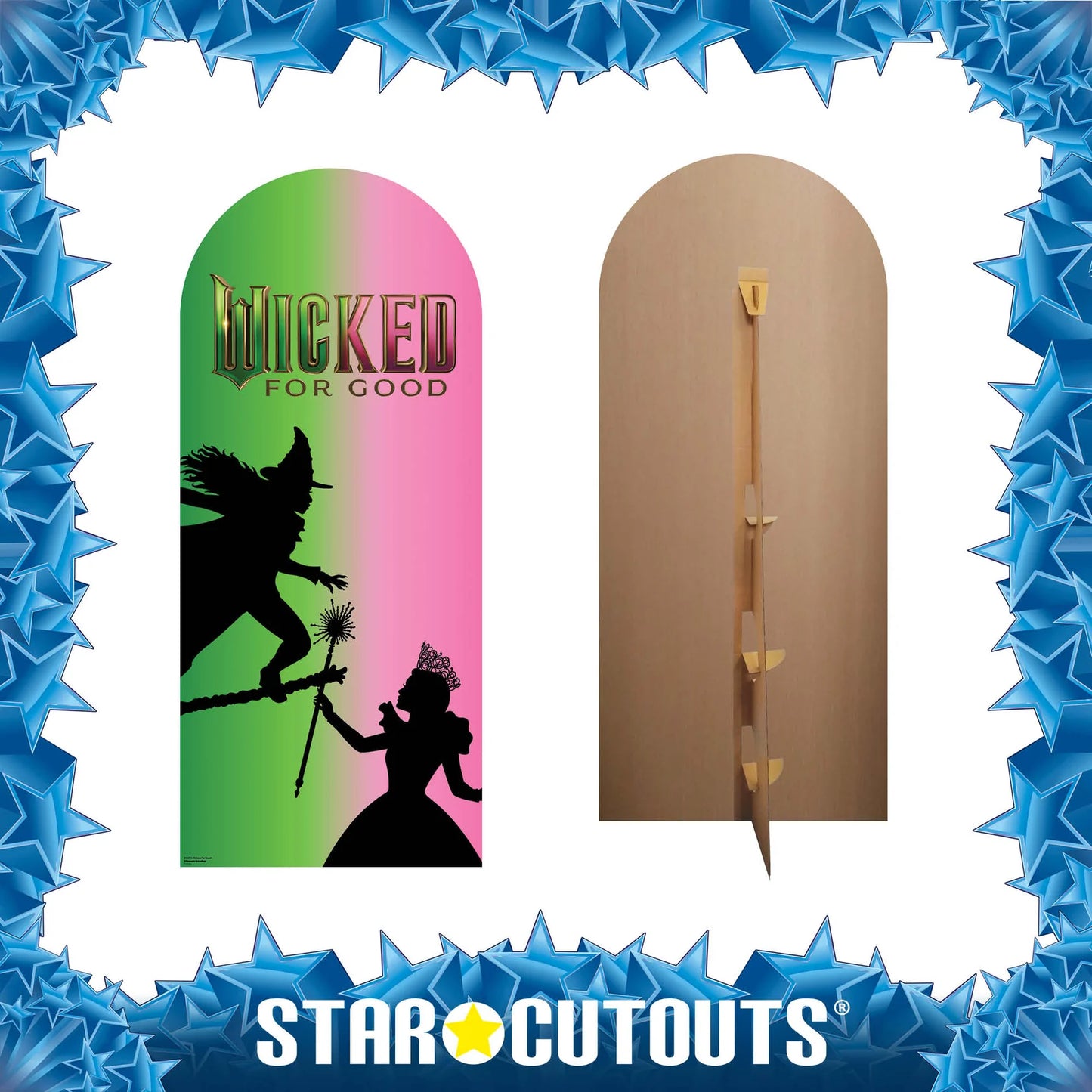 Wicked For Good Pink & Green Silhouette Backdrop Single Cardboard Cut Out 185cm - Anilas UK