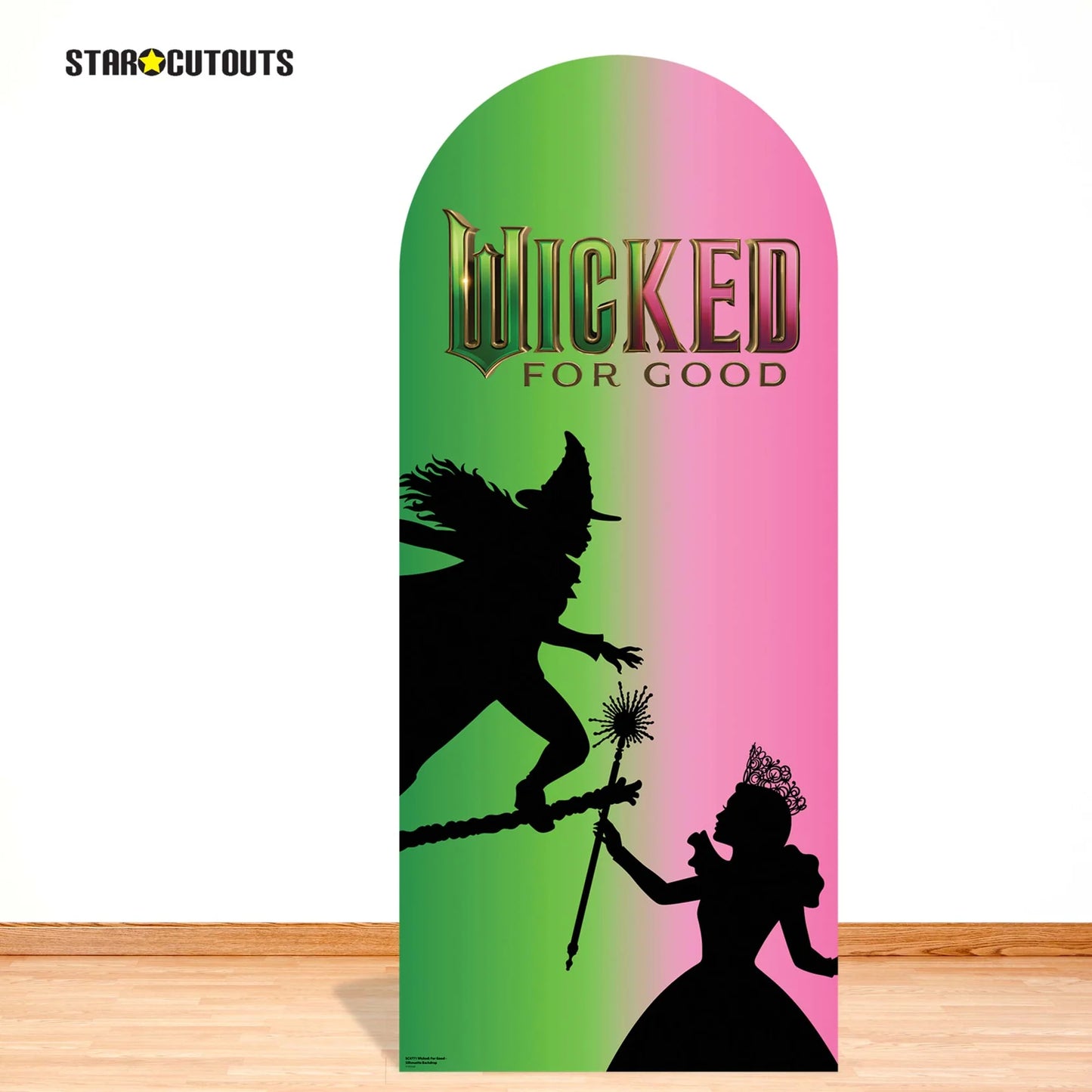 Wicked For Good Pink & Green Silhouette Backdrop Single Cardboard Cut Out 185cm - Anilas UK