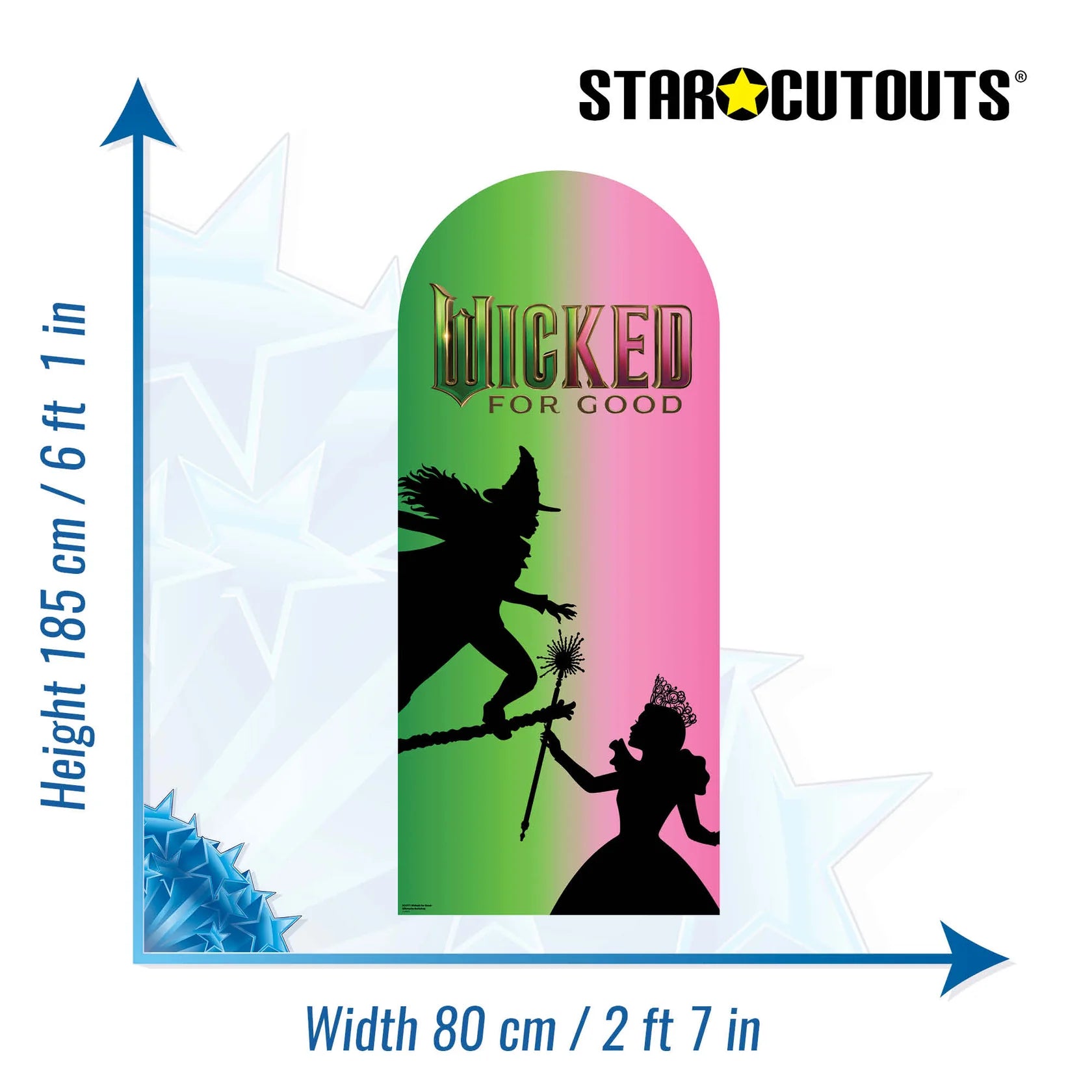 Wicked For Good Pink & Green Silhouette Backdrop Single Cardboard Cut Out 185cm - Anilas UK